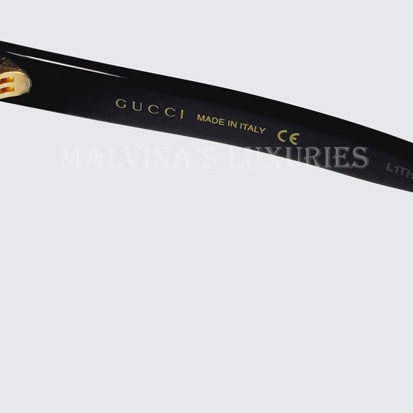 GUCCI SUNGLASSES GG0117S 001 OVERSIZED CAT EYE BLACK ACETATE LIPS - Picture 8 of 13